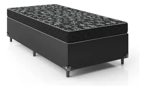 Colchão D20 + Cama Base Baú Solteiro Grafitte