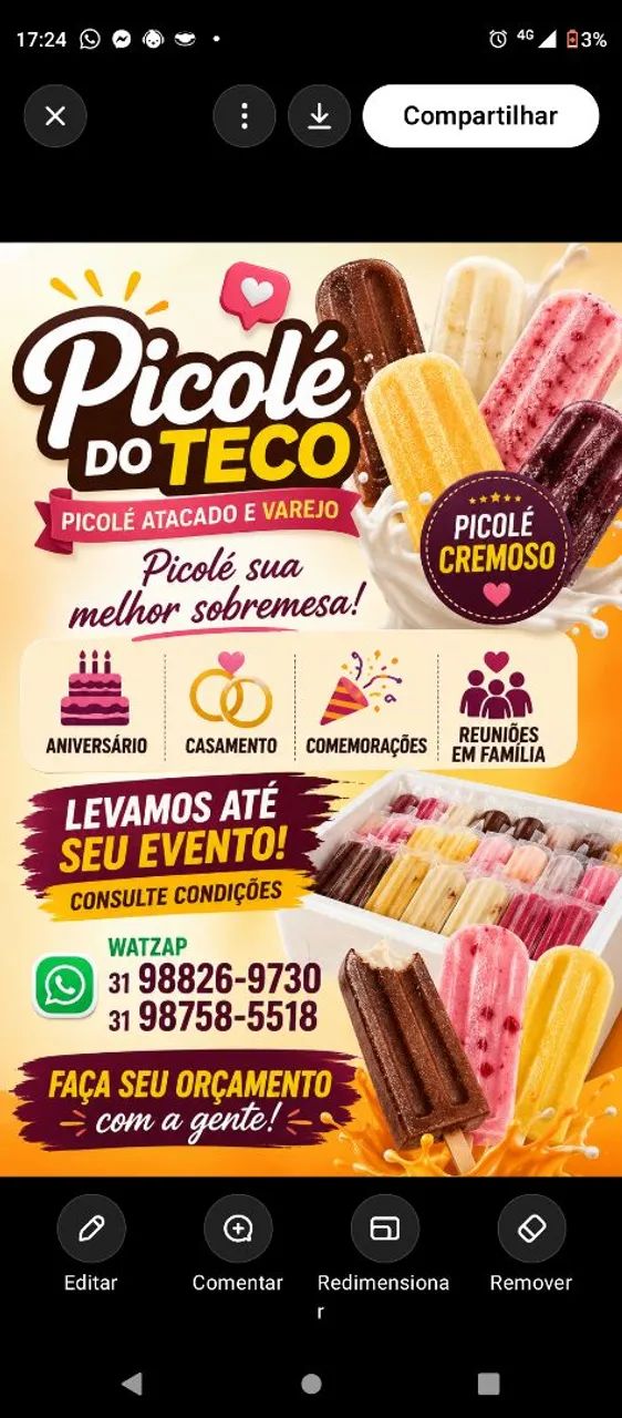 Picolé atacado e varejo * wtzap