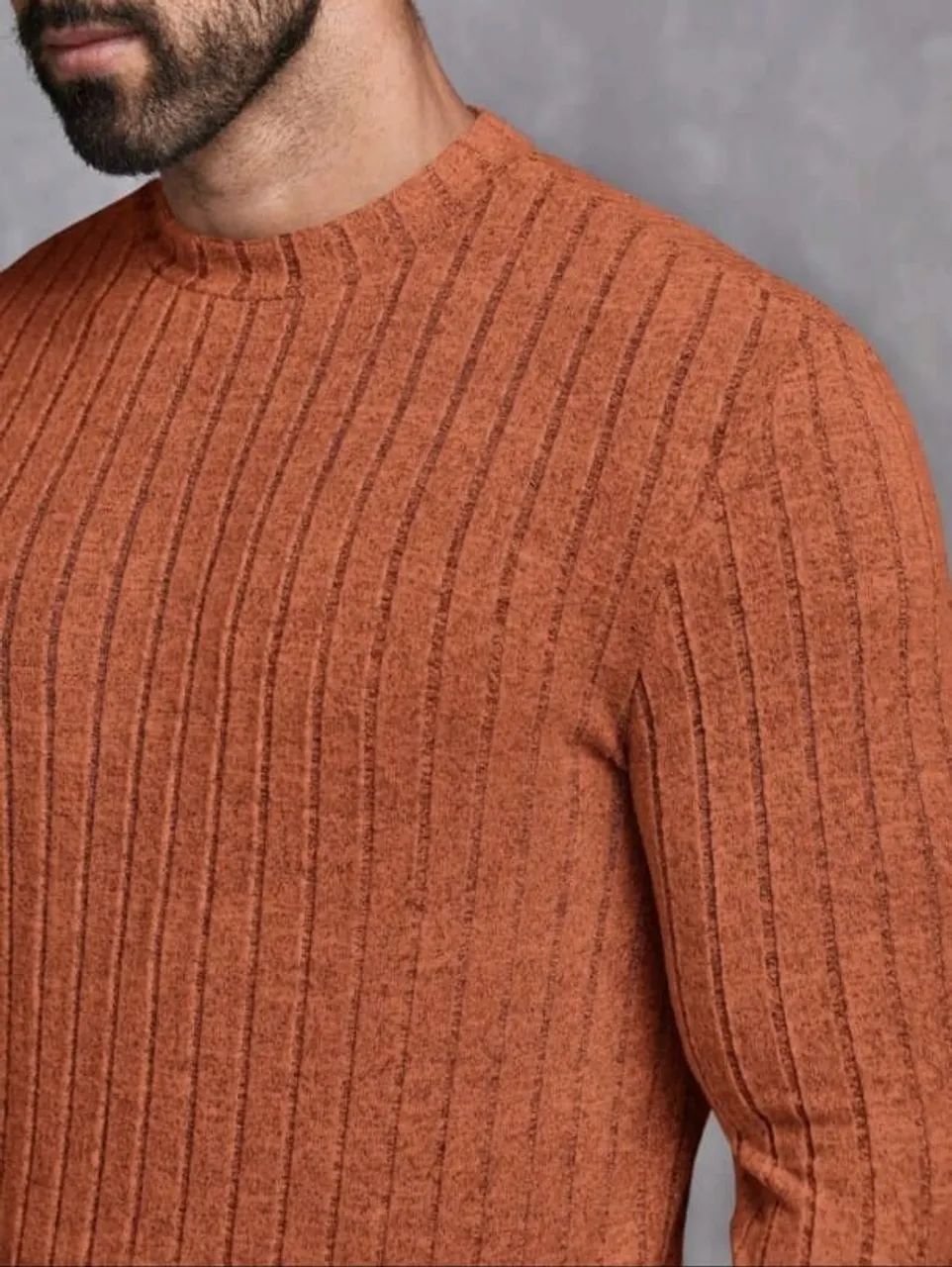 Camiseta com Nervuras Laranja Manfinity - Foto 5