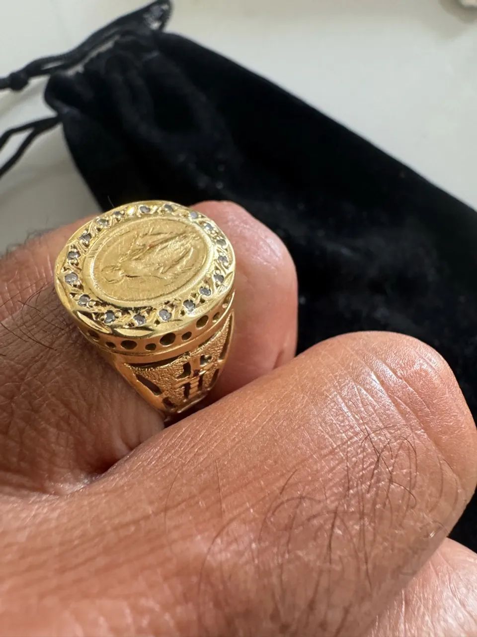 Anel ouro cravejado de predras - Foto 3