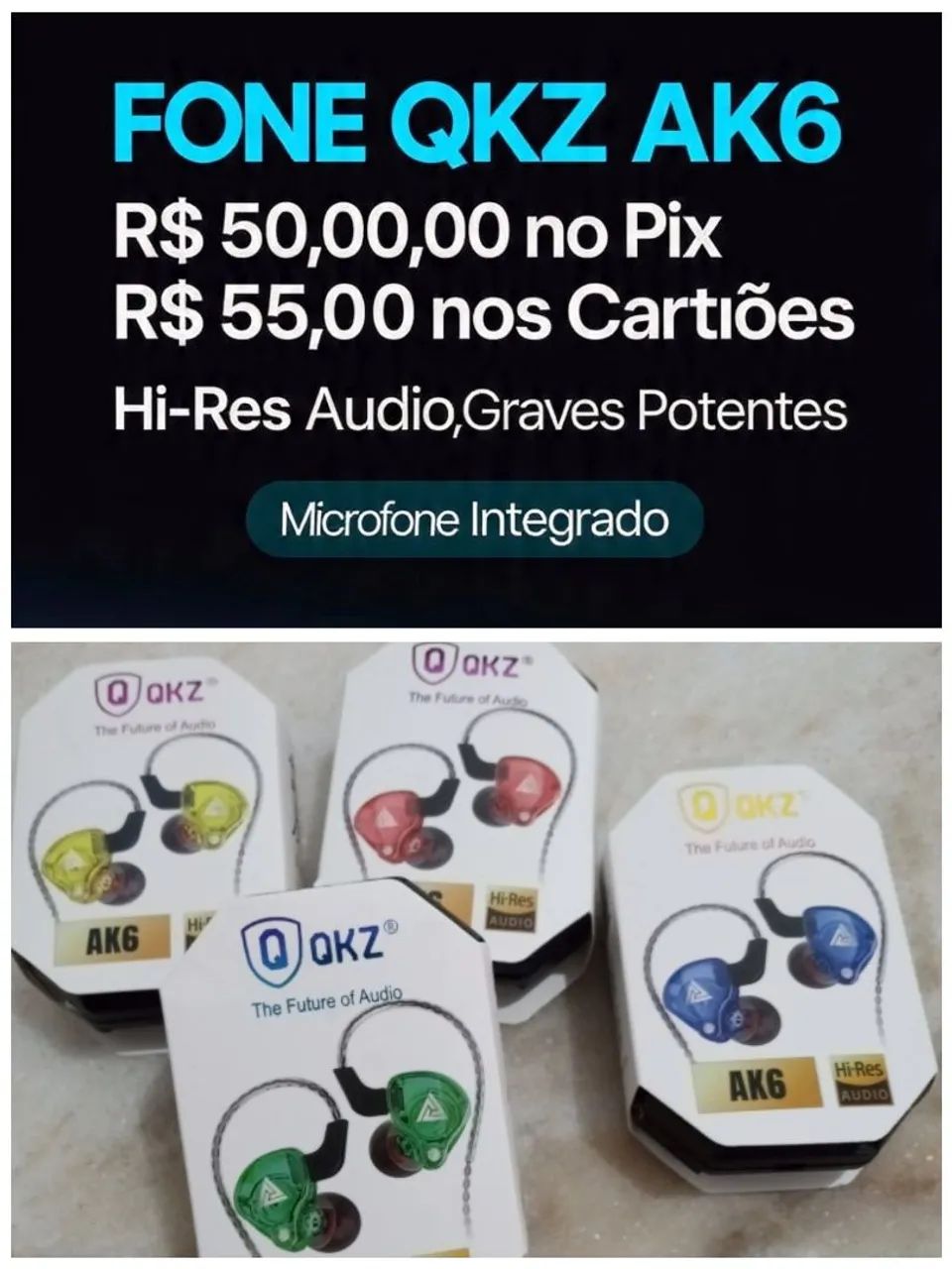 Fones intra auricular QKZ-AK6