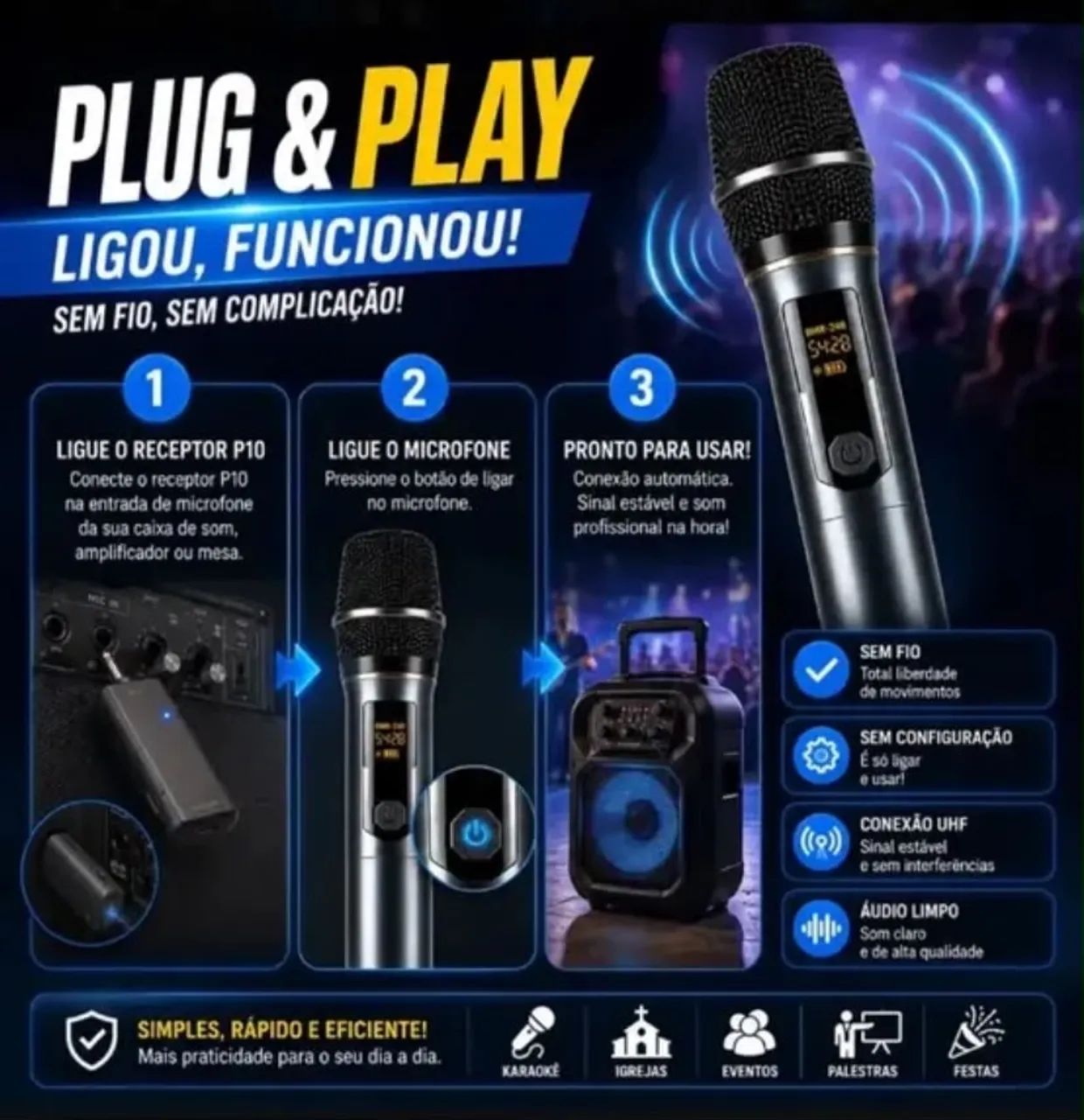 Microfone sem fio profissional longa distância  - Foto 3