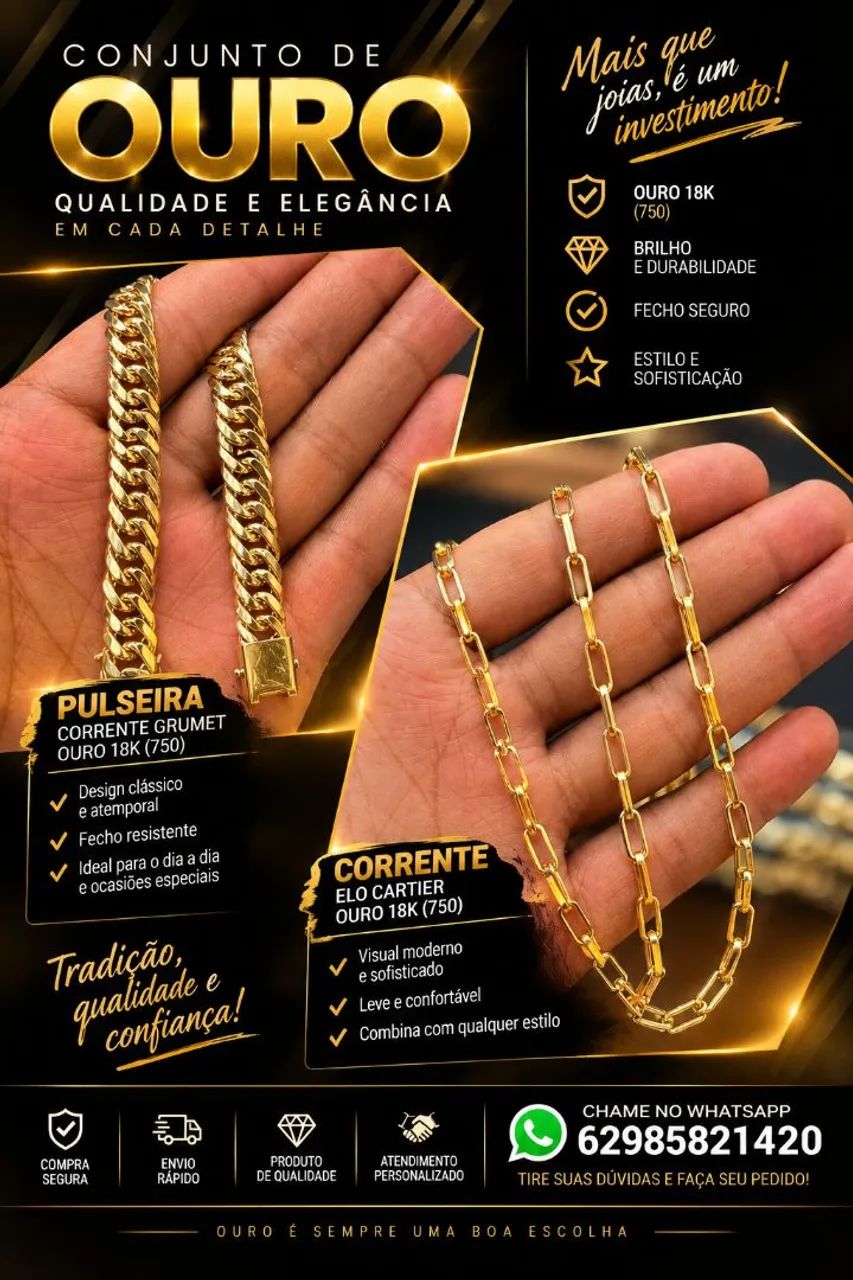 OURO 18K - CORRENTE E PULSEIRA  
