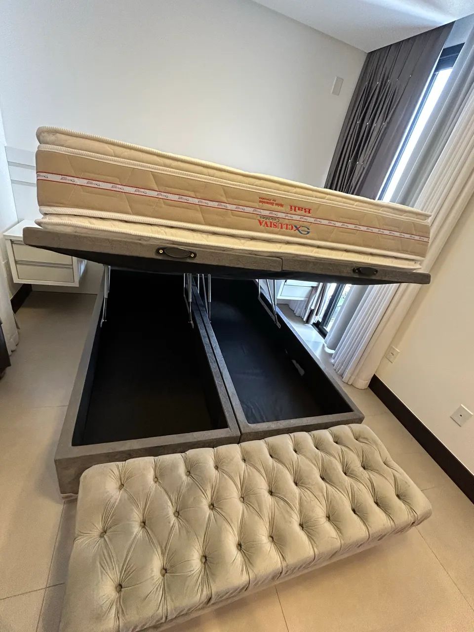 Cama bau queem com cabeceira e calcadeira  - Foto 2