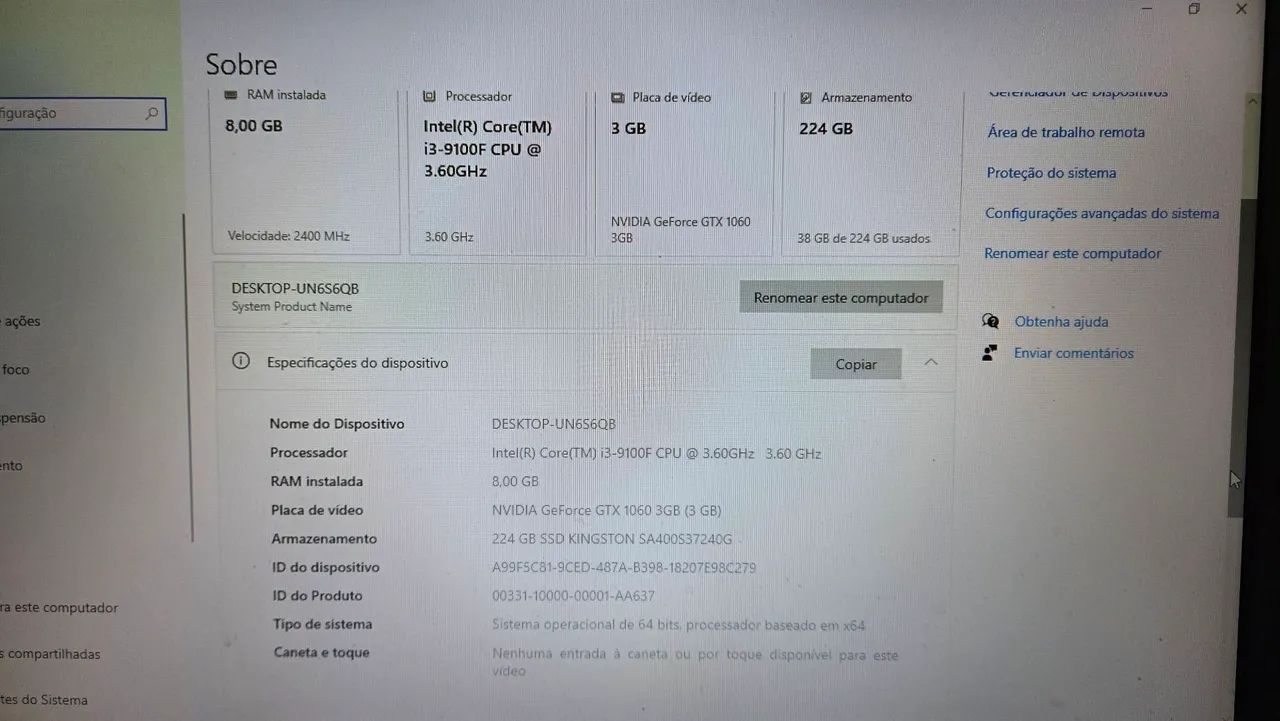 PC Intel i3 9100F | Nvidia GTX1060 3GB - Foto 5