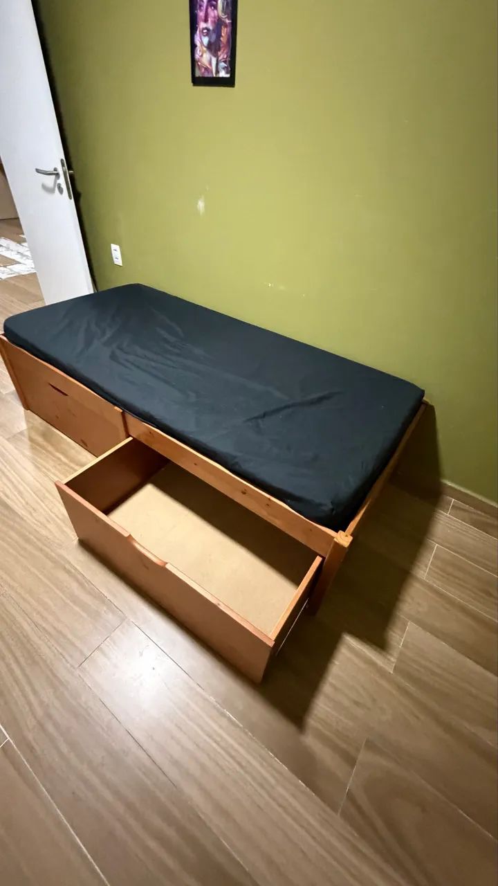 Cama de Solteiro de Madeira com Baú  - Foto 2
