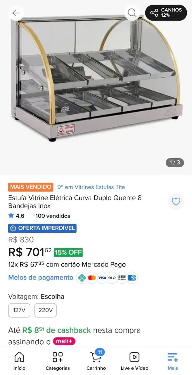 Estufa vitrina eletrica 8 bandejas nova - Foto 3