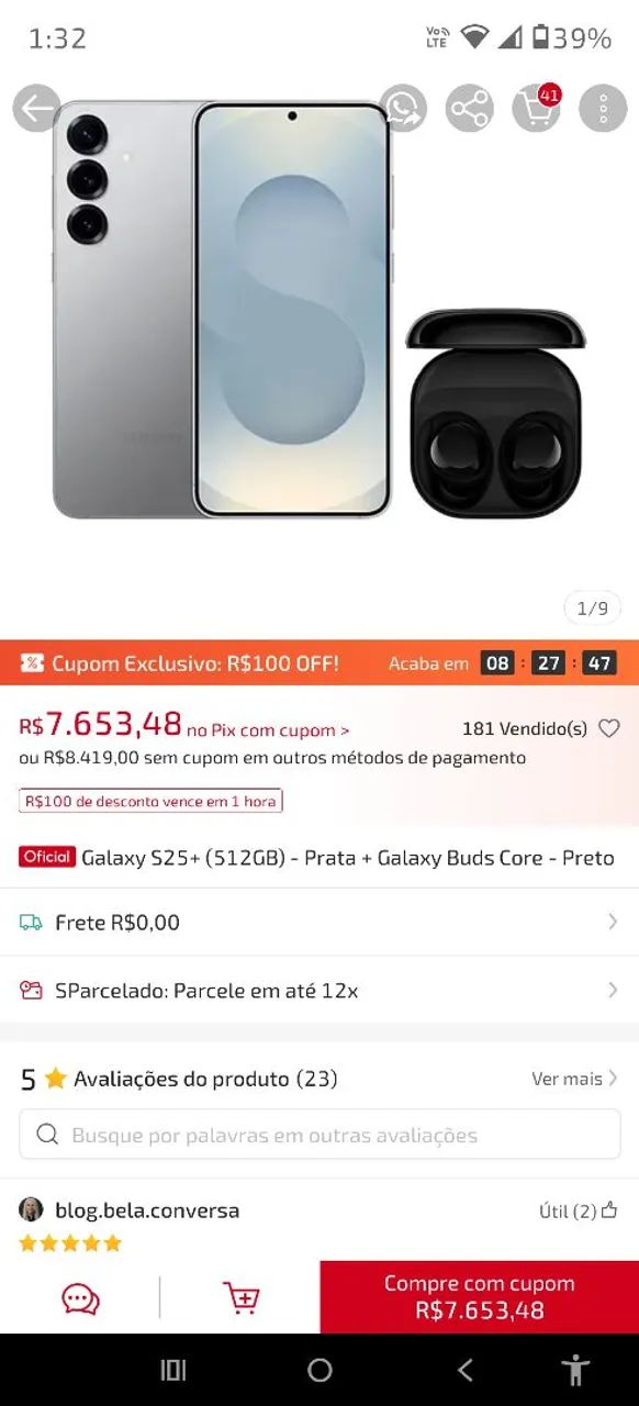 Galaxy S25 plus mais fone de brinde - Foto 5