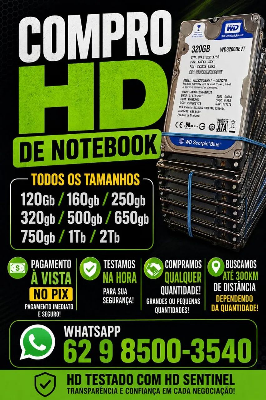 HD de notebook ou desktop 