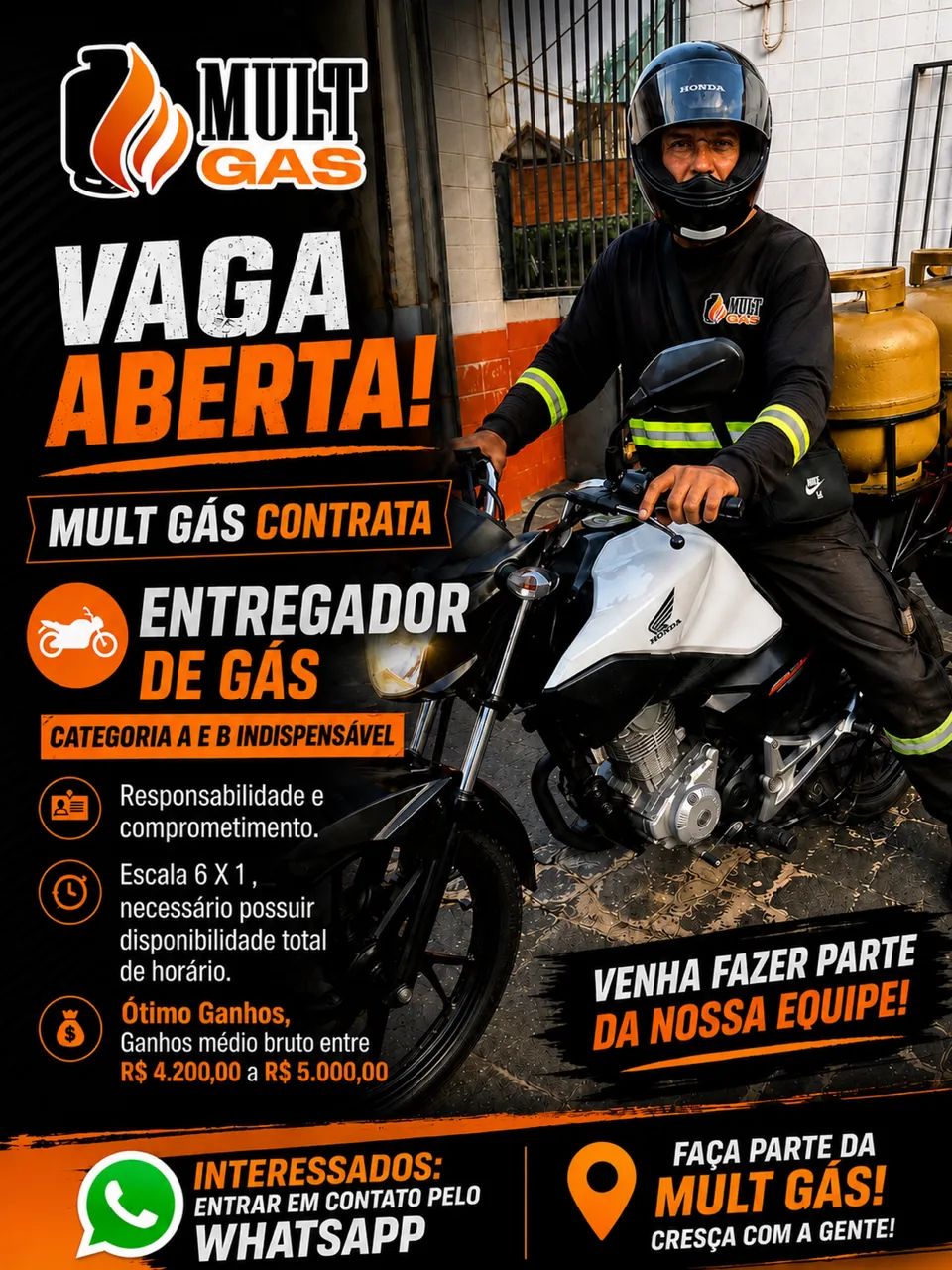 Vaga Entregador Gás A e B