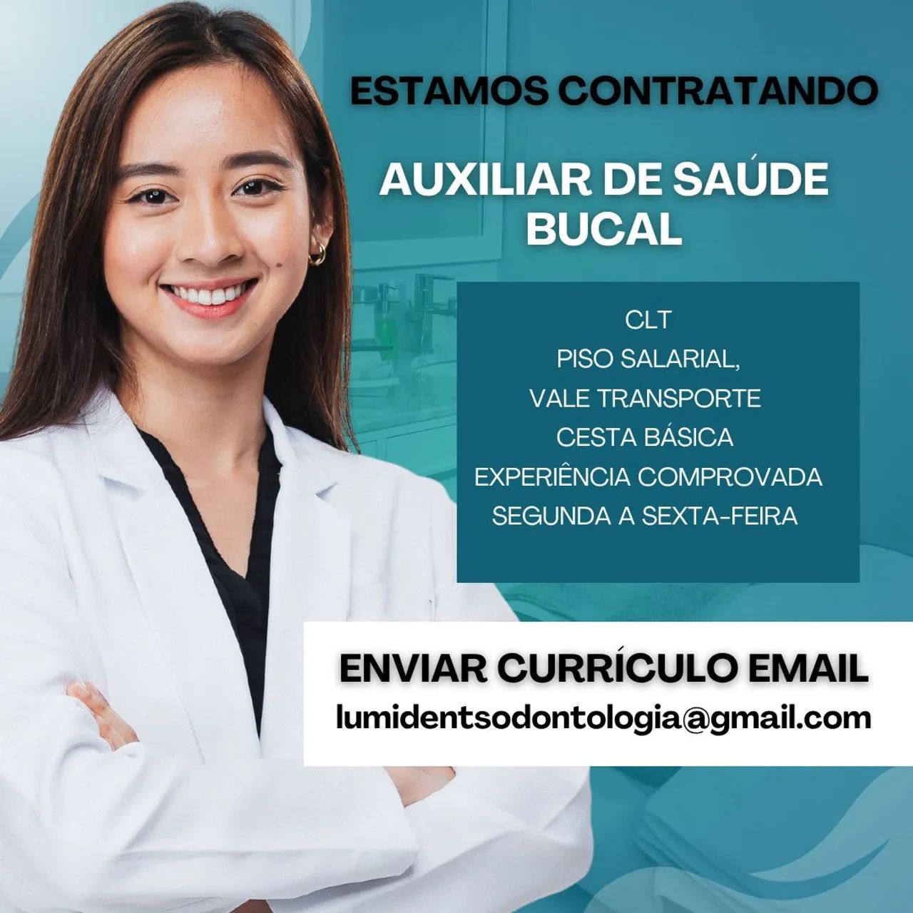 Auxiliar de saúde bucal com experiência l
