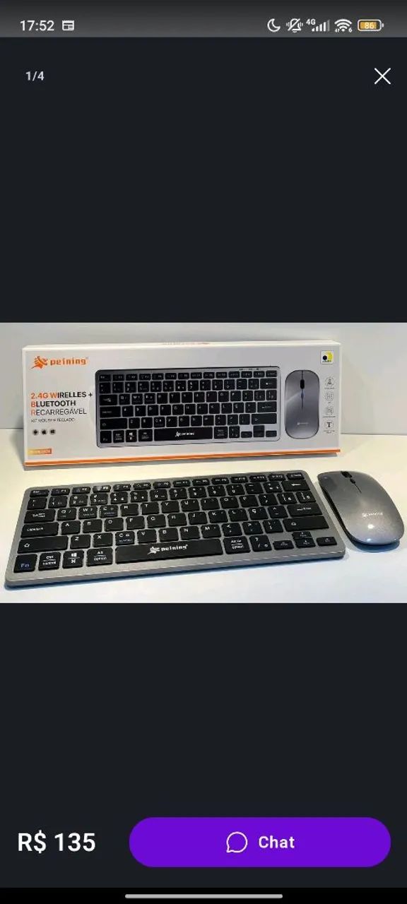 Kit teclado+Mouse sem Fio, novo! Lacrado na caixa.