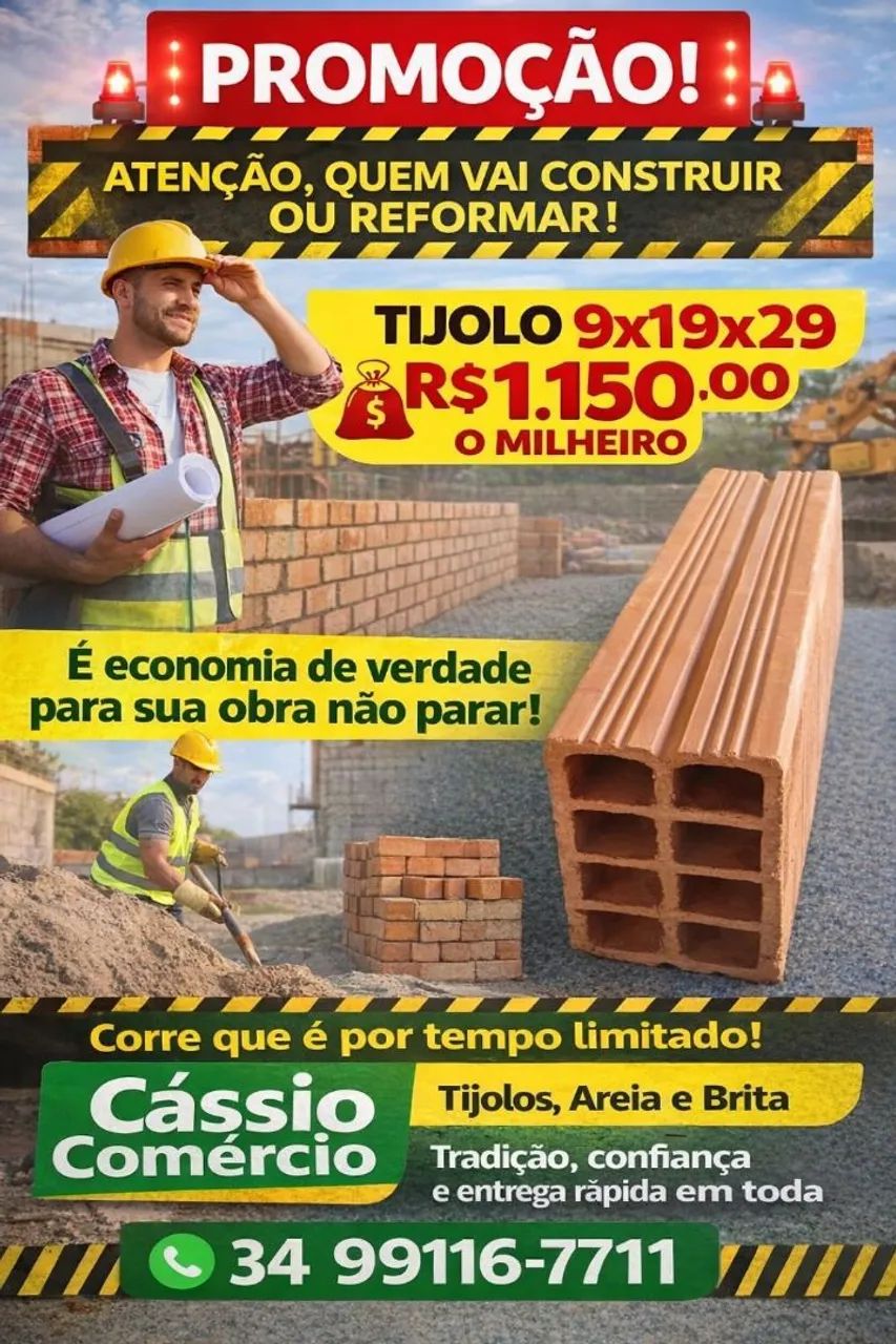 Vendas de Tijolos areia e brita