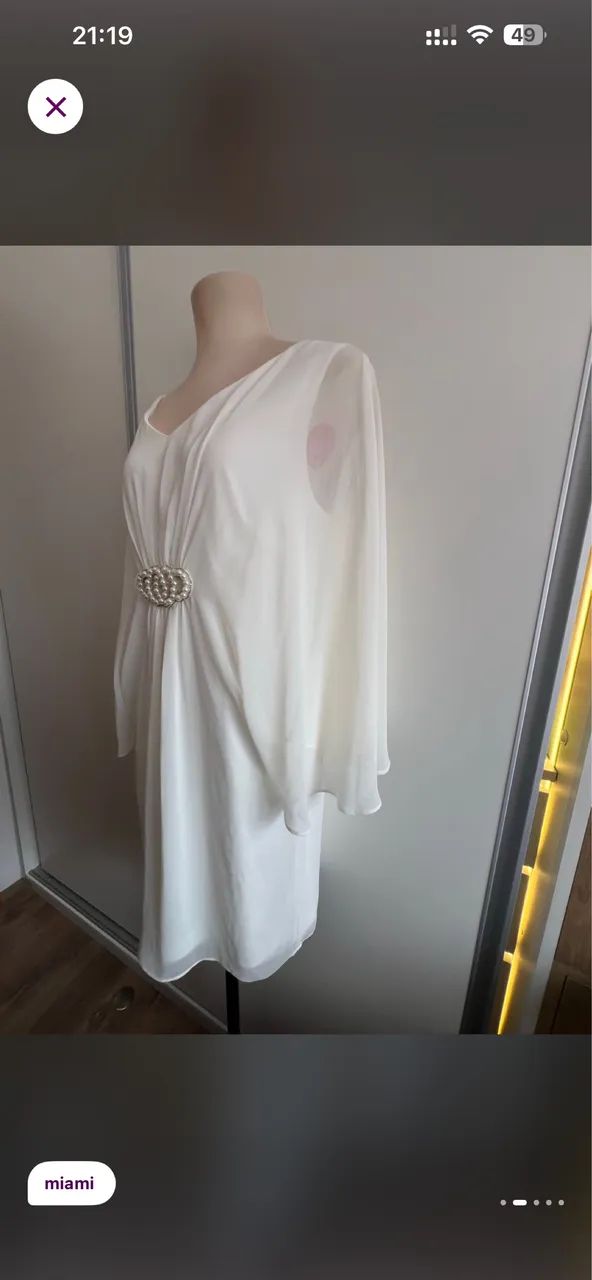Vestido branco de Luxo com pérola Tam.44 - Foto 4