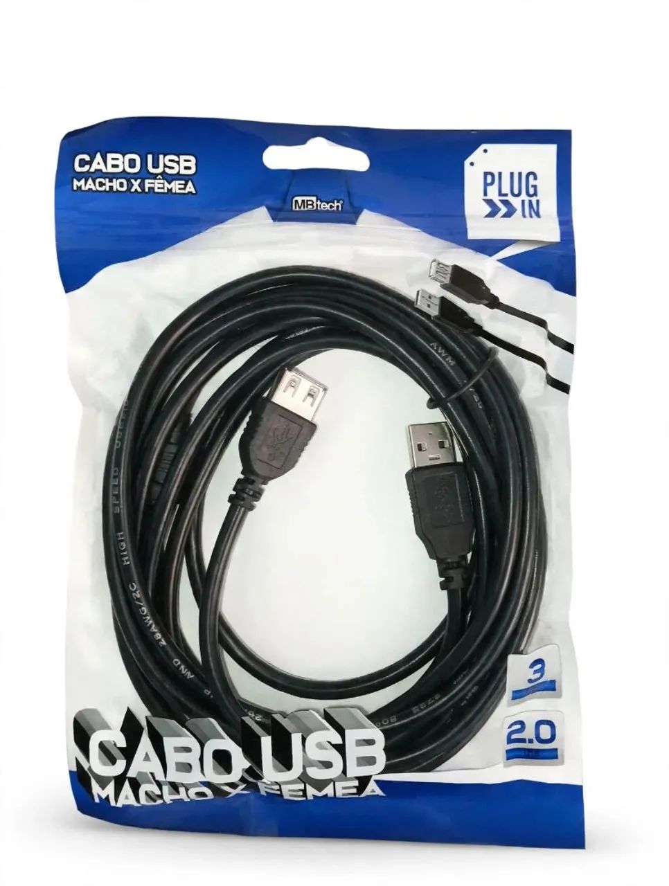 Cabo Extensor USB 3 Metros Macho X Fêmea 2.0 480Mbps - Foto 2