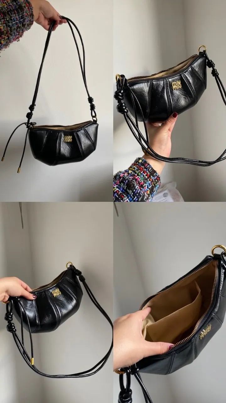 Bolsa Miu Miu Wander Preta com Ferragens Douradas - Foto 3
