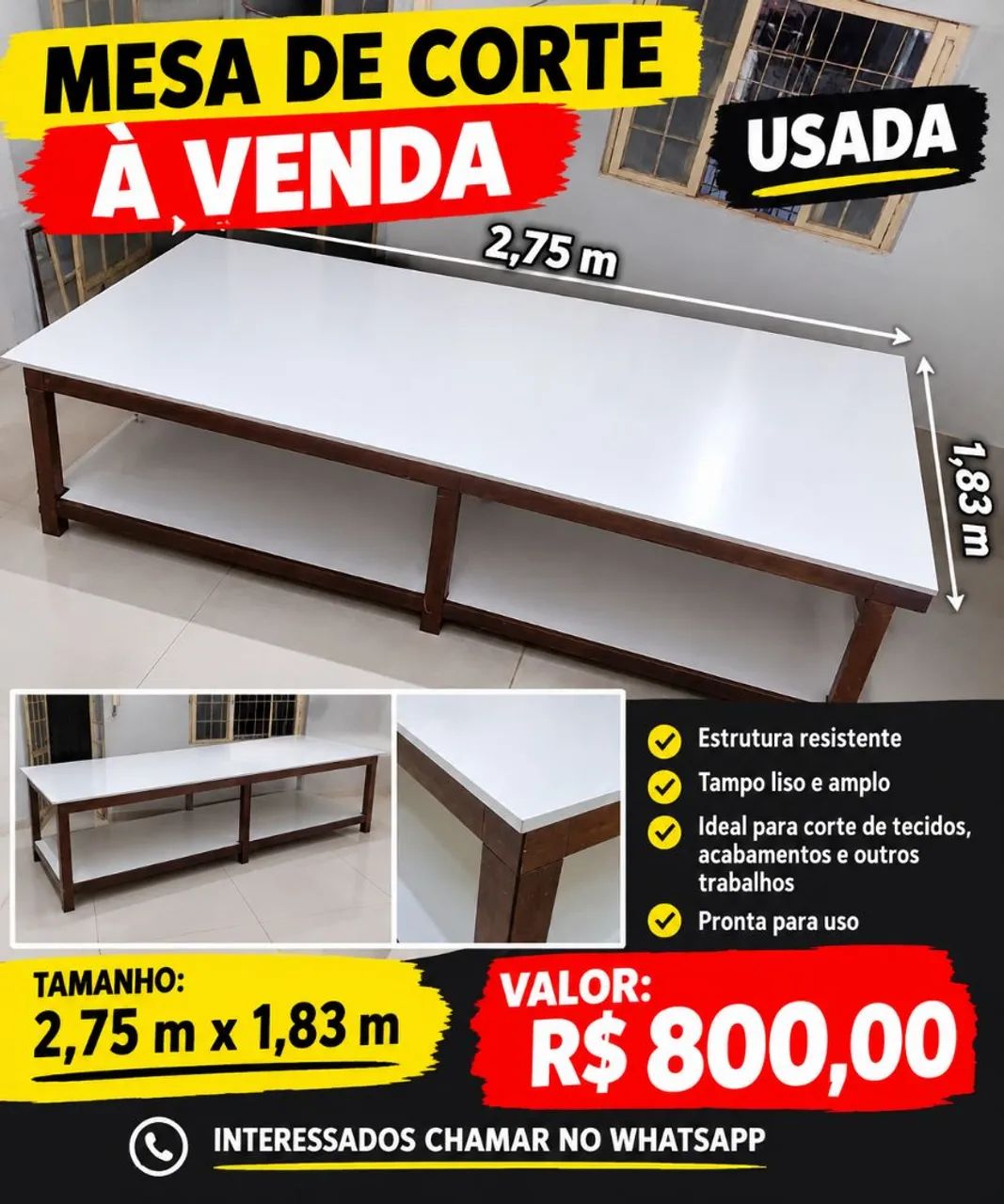 Mesa de corte 2,75 por 1,83