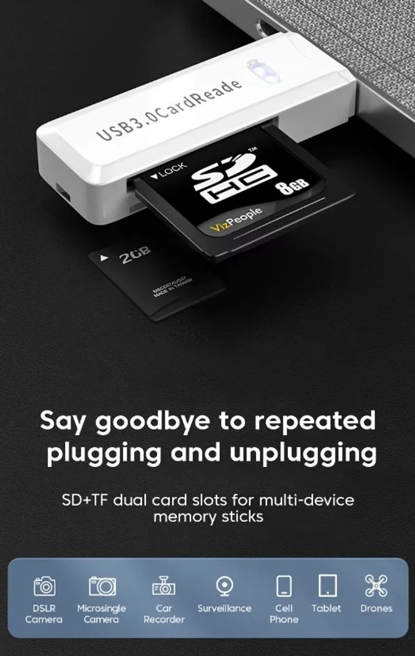 Leitor de cartão usb 2.0 para pc, laptops - Foto 3