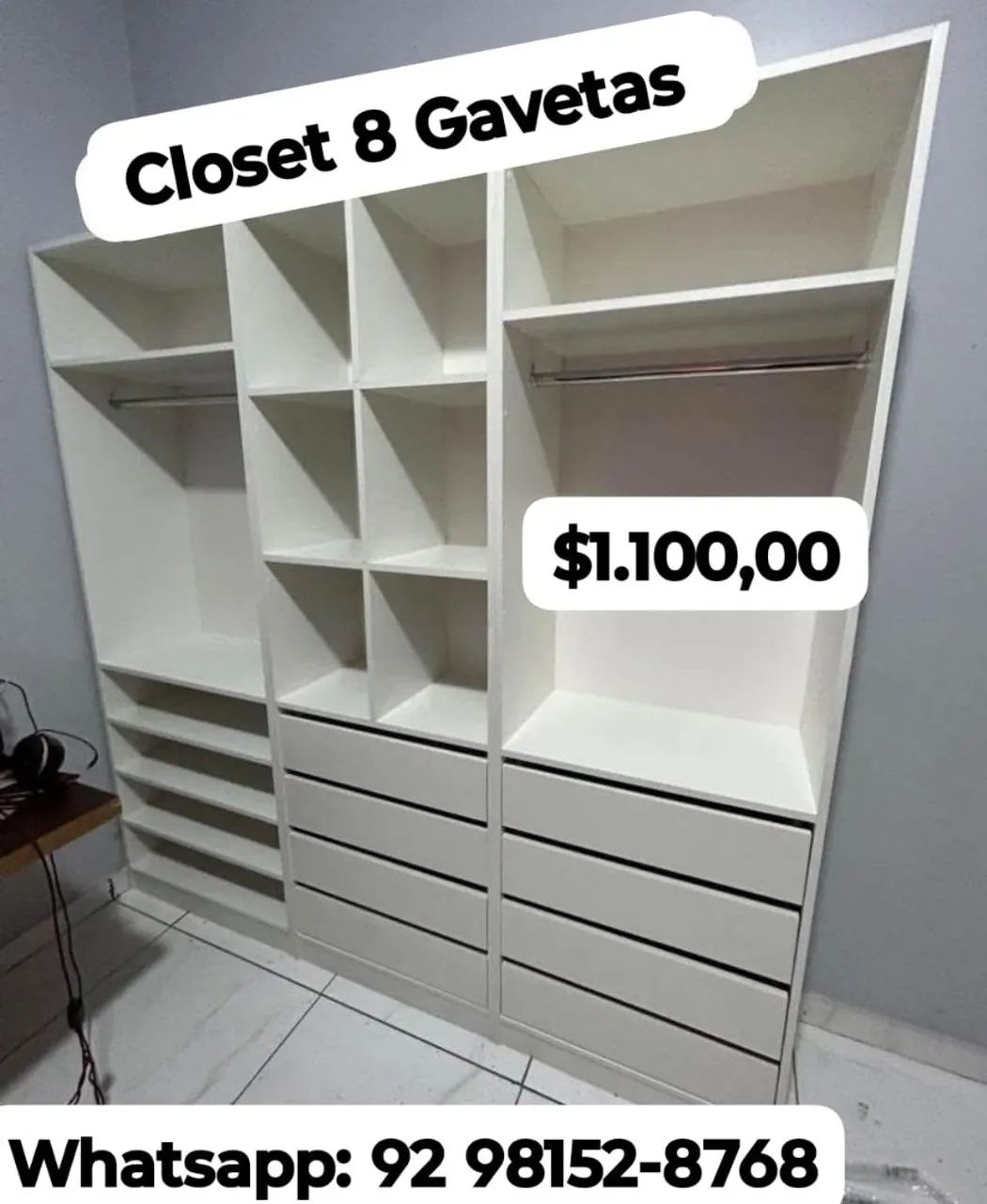Closet com fundo todo completo 