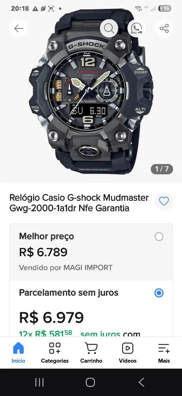 Relogio Cassio G Shok