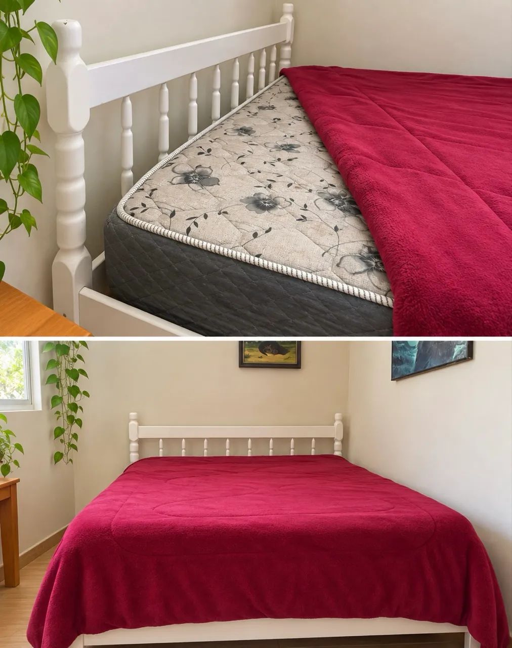 Cama e colchão de casal