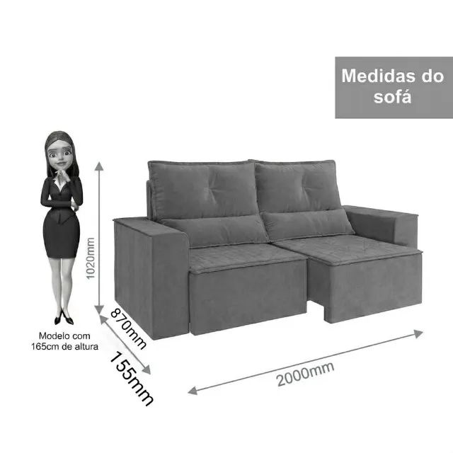Sofá Retrátil e reclinável Roma A PRONTA ENTREGA - Foto 2