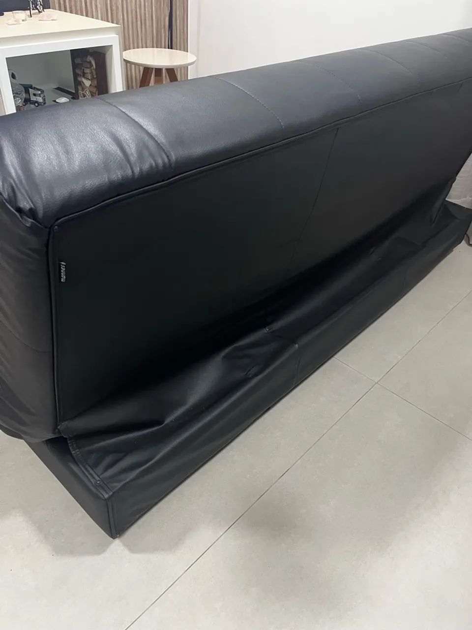 Sofá Cama Retrátil 3 lugares Couro Legítimo 