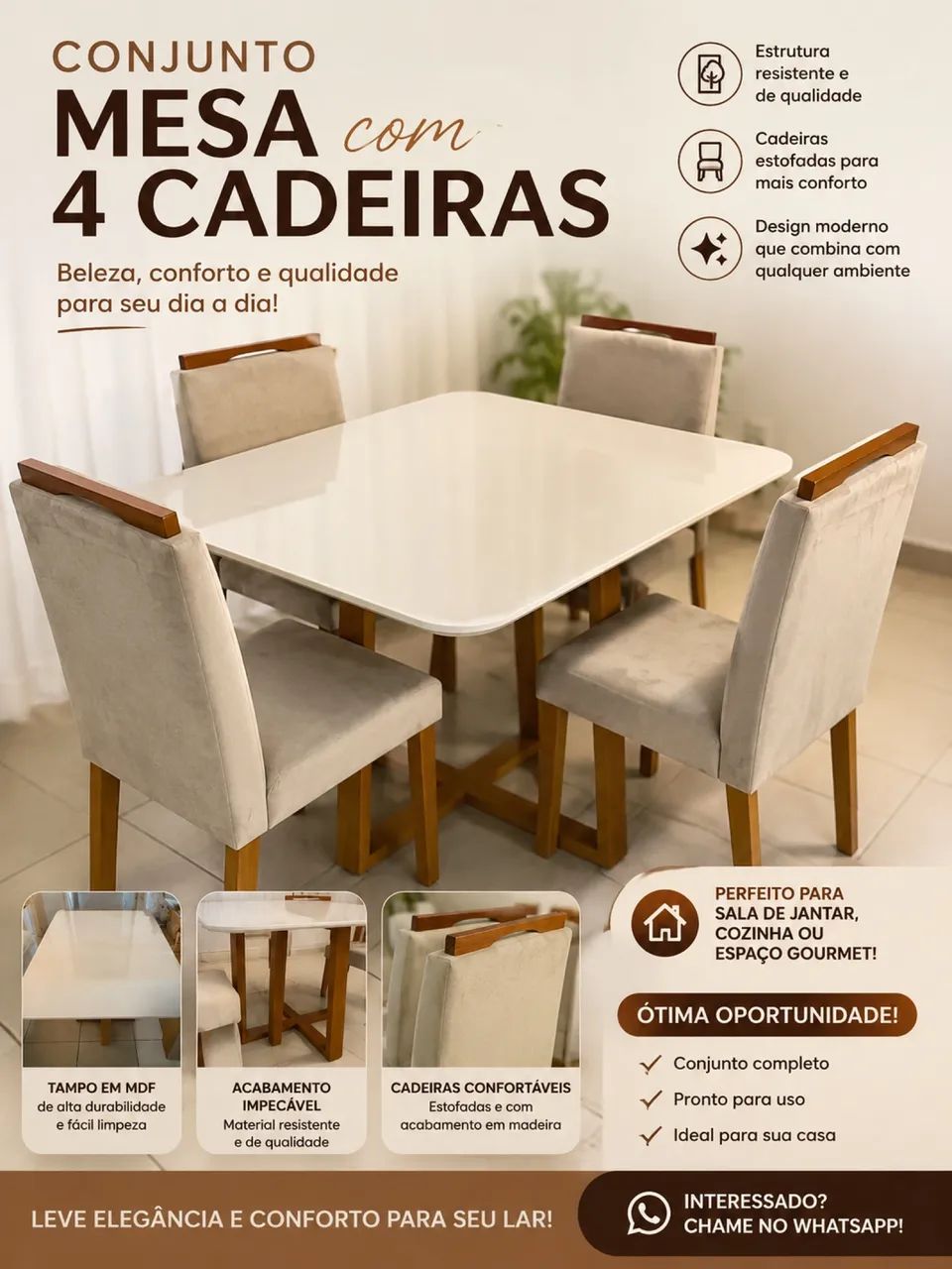 Mesa de vidro com cadeiras 