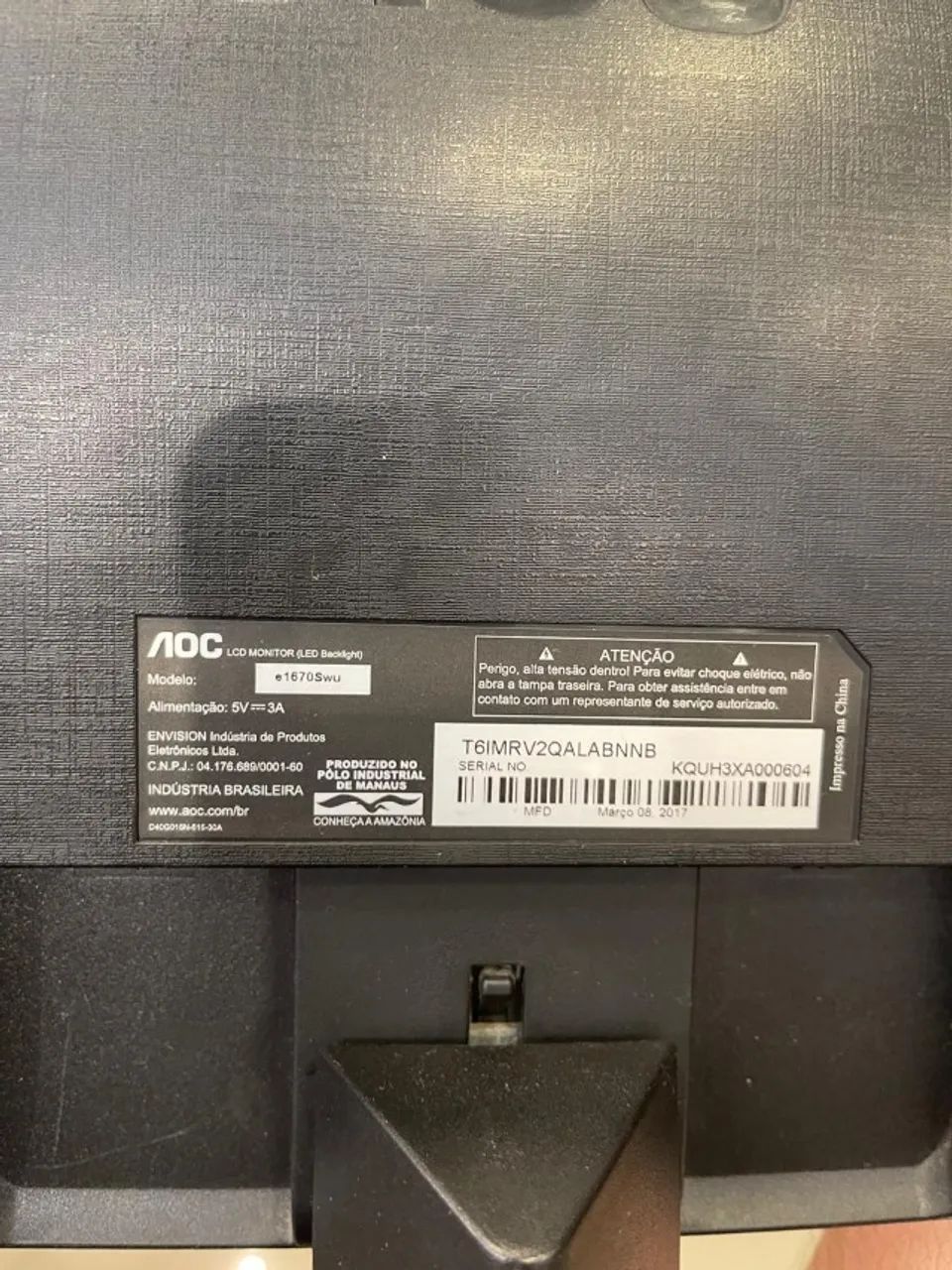 Monitor Led 15.6 Com Resolução Hd E1670swu - Aoc (Usado) - Foto 2