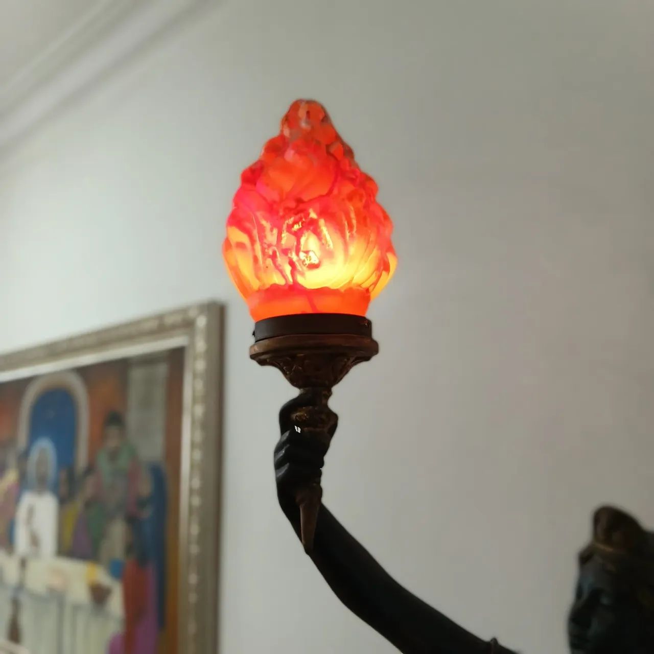 Luminária Tocheiro Antiga Em Bronze Legítimo 1,40m Art Nouveau - Foto 3