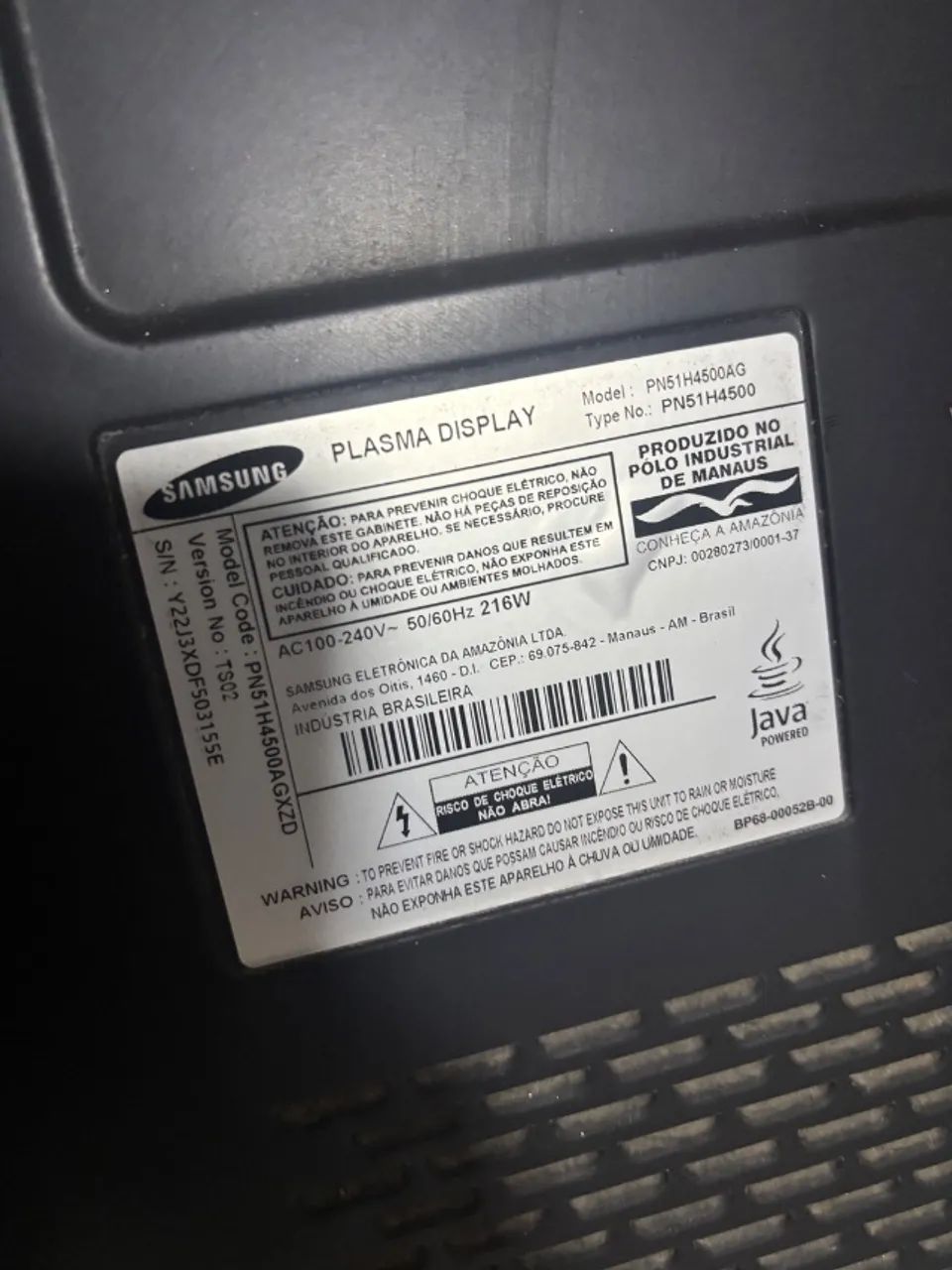 TV SAMSUNG 50 polegadas PLASMA H4500 - OS 52675. - Foto 3