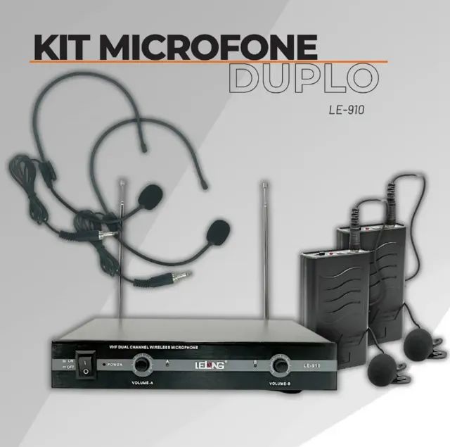 Microfone Duplo de Lapela Sem Fio - Lelong - Foto 5