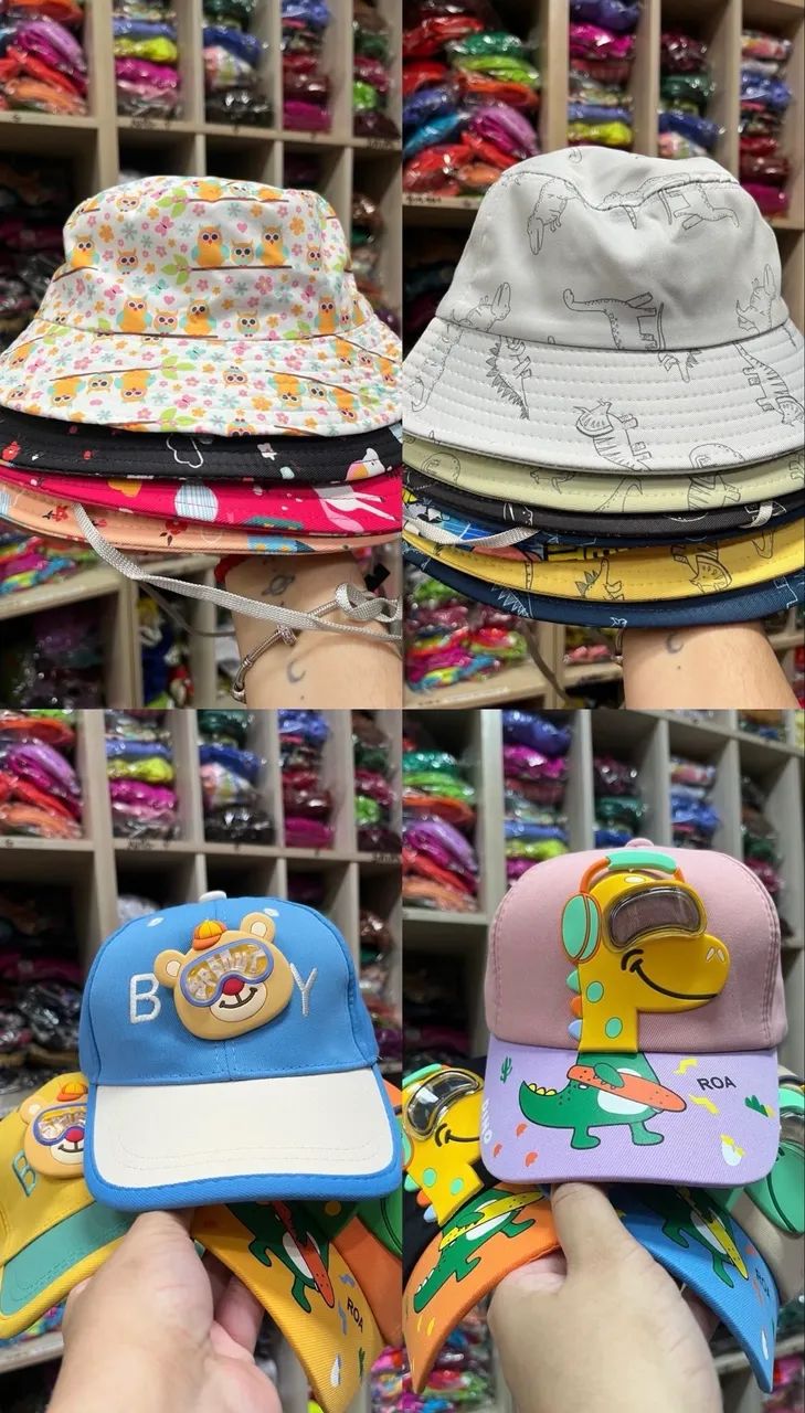 Viseira, boné e chapéu infantil. Viseira adulto