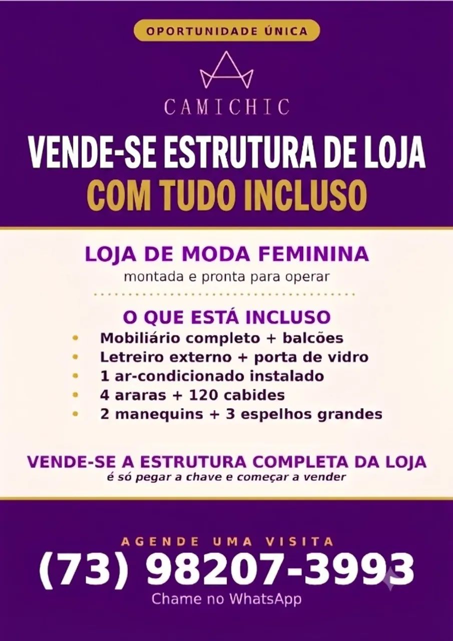 PASSA-SE LOJA DE MODA FEMININA - ESTRUTURA DE PONTO COMERCIAL MONTADA