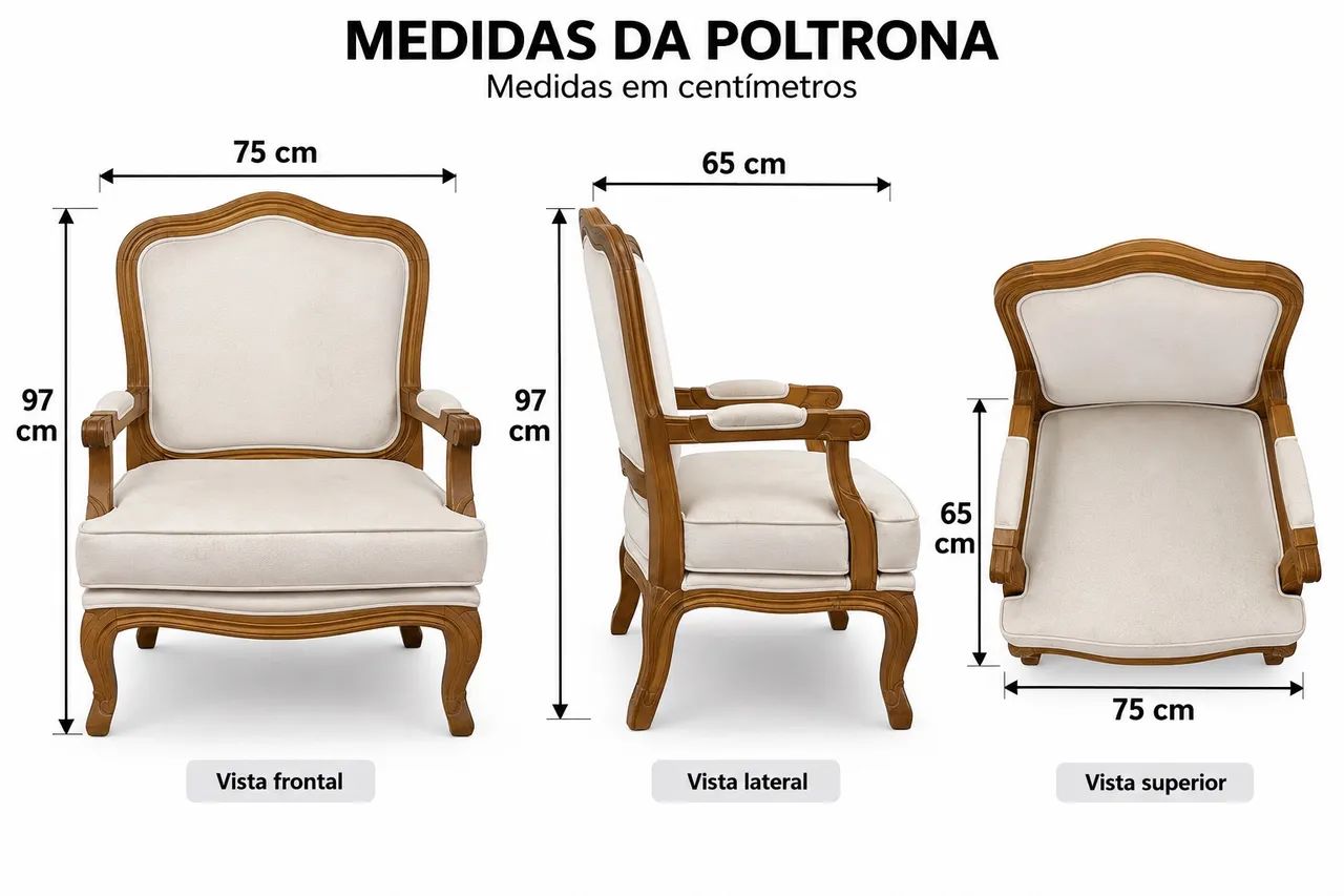 Par de Poltronas Clássicas de Madeira Estofadas - Foto 5