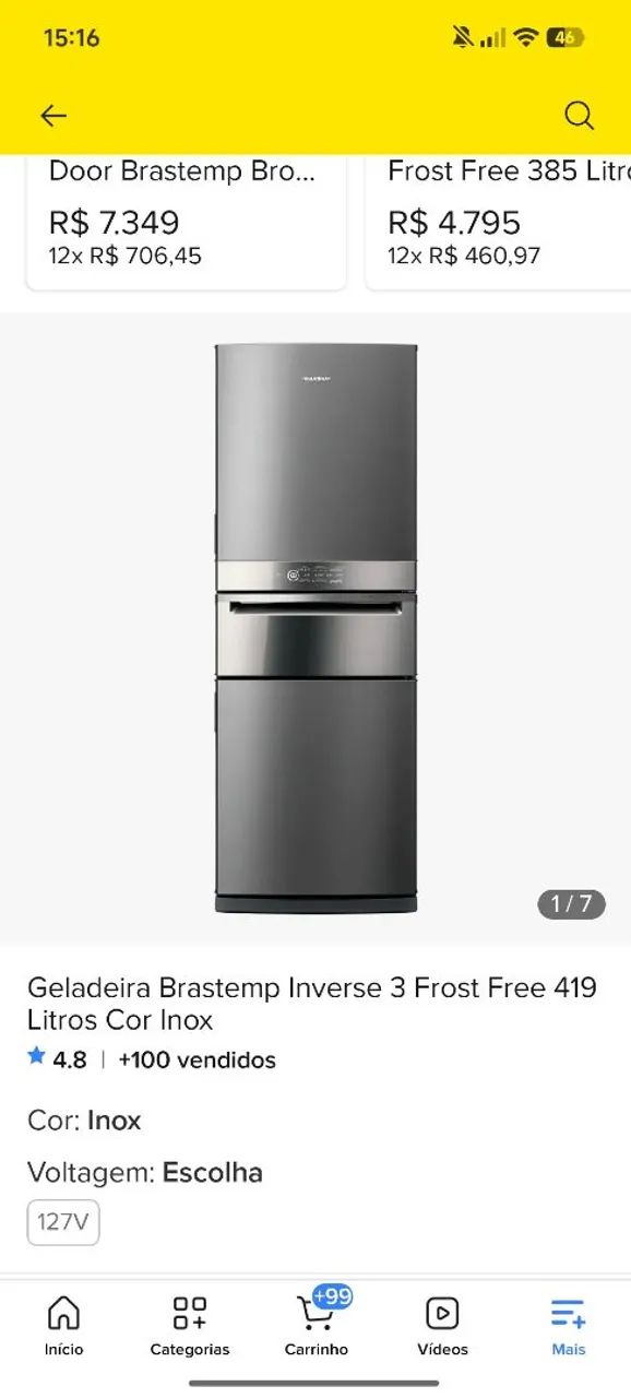 Geladeira inox 