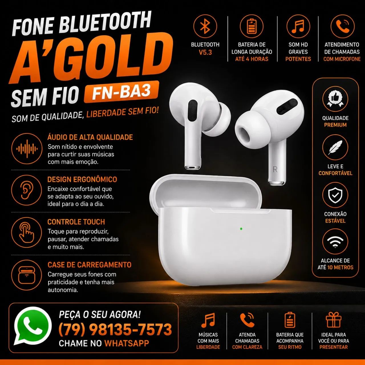 Fone bluetooth Alpha Gold 