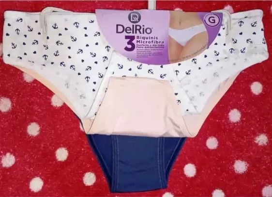 kit de 3 calcinhas DelRio Biquíni em microfibra estampas G - Foto 2