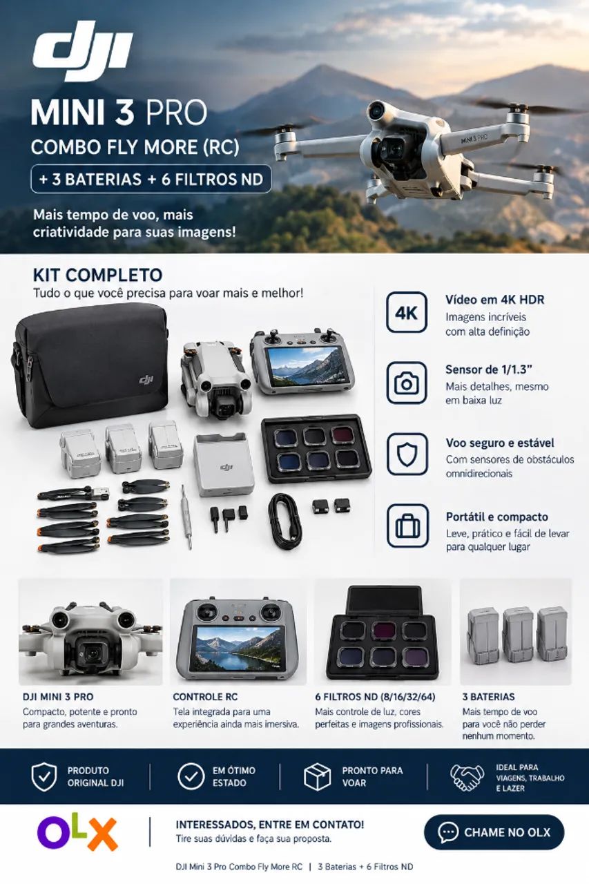 DJI MINI 3 PRO COMBO FLY MORE - KIT COMPLETO!