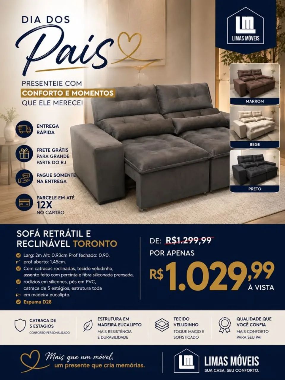 SOFÁ RETRÁTIL PROMOÇÃO 