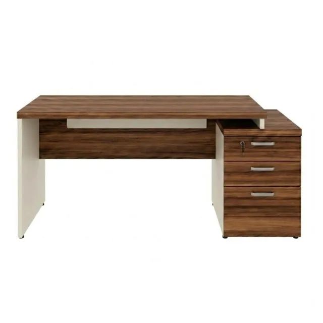 Mesa Para Escritório Com Gaveteiro E Fechadura Tampo Reforçado Amadeirado - 34405 - Foto 5