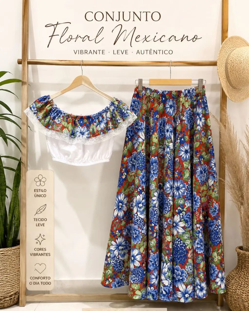 Conjunto Floral para dança Carimbó 