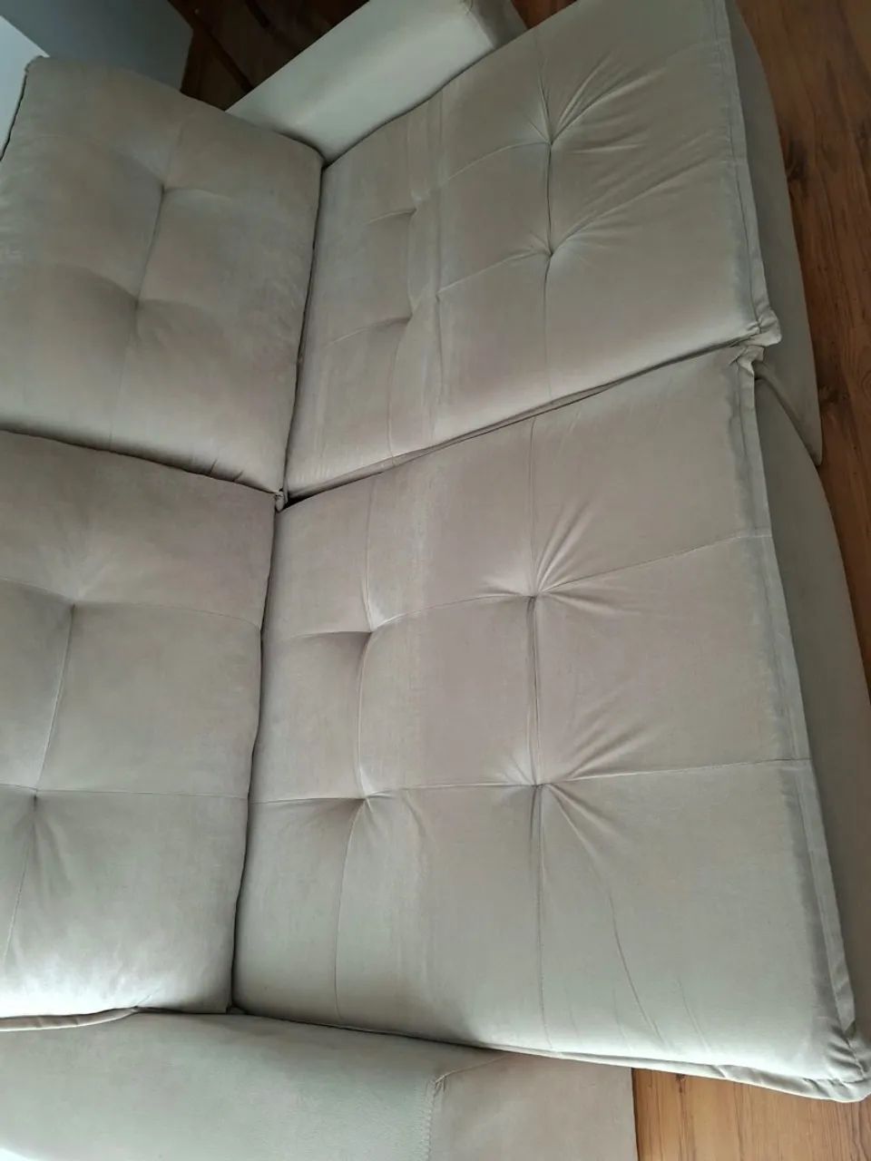 Sofá retrátil 3 lugares suede bege escuro  - Foto 3