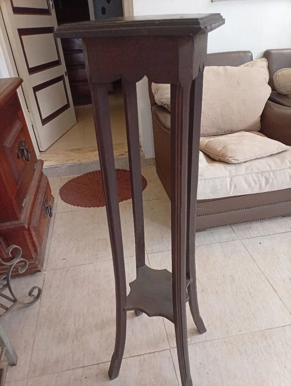 coluna pedestal antiga madeira maciça 