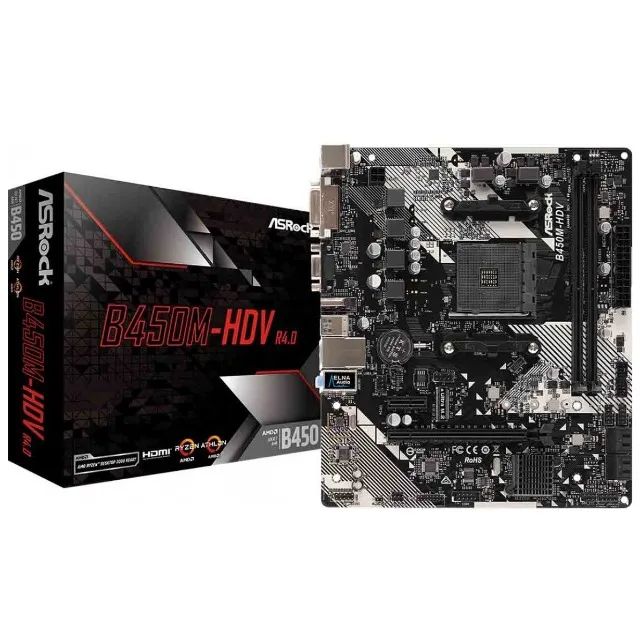 PLACA MAE ASROCK B450M-HDV R4.0 MATX AM4 NOVA!