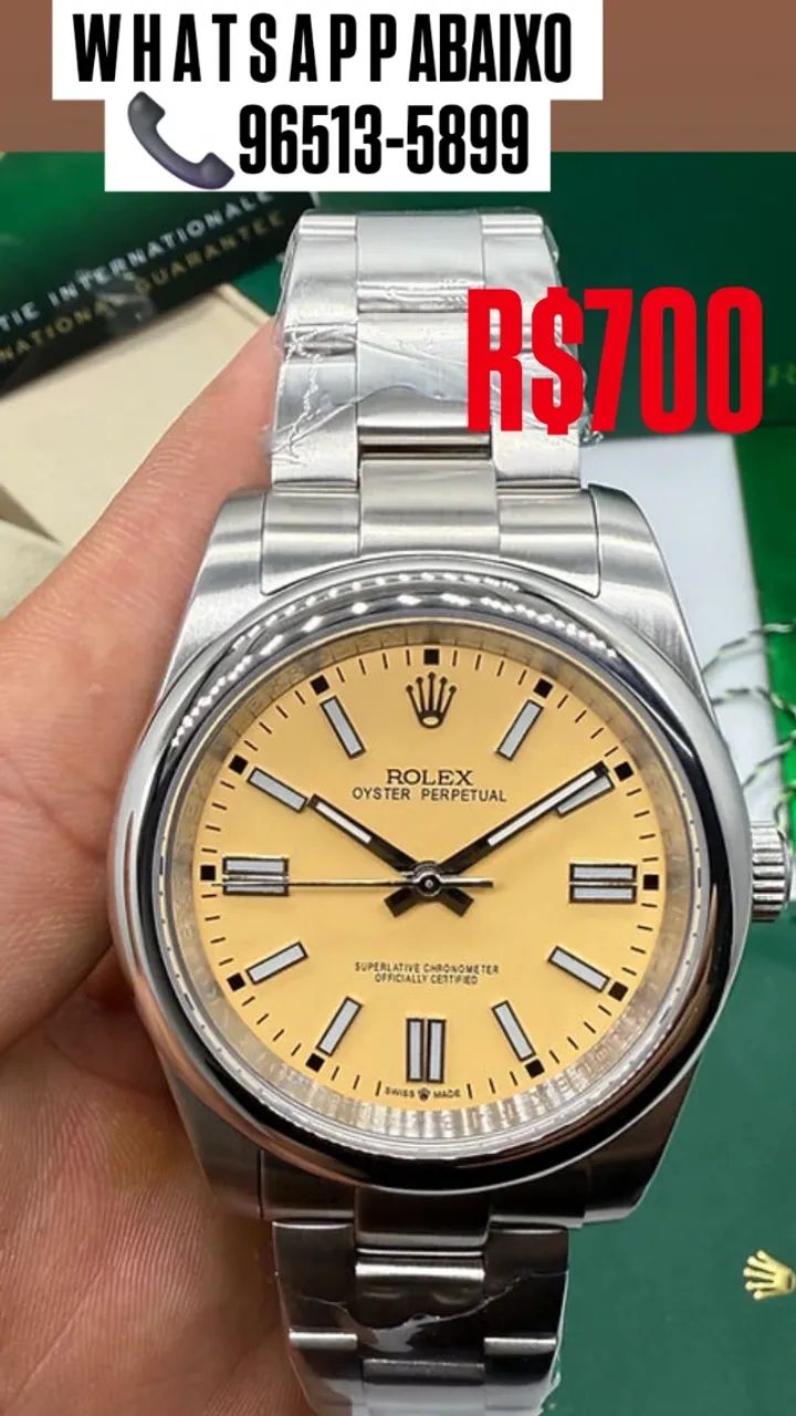 Relógio ROLEX AUTOMÁTICO OYSTER PERPETUAL BEGE