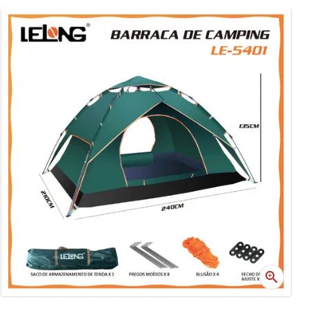Barraca Camping Acampamento 3/4 Pessoas Lelong Le-5401 