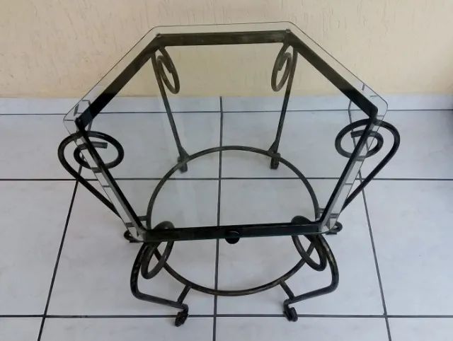 Mesinha de Centro Ferro Patinado c/ Vidro Bisotado - Foto 4