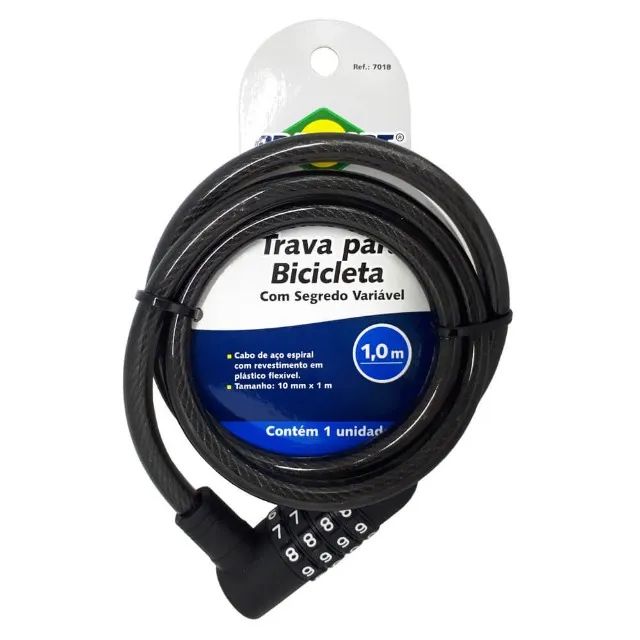 Cadeado Bike Capacete Moto Brasfort 10mmx1m Espiral Com Segredo (Entrega Grátis) - Foto 3