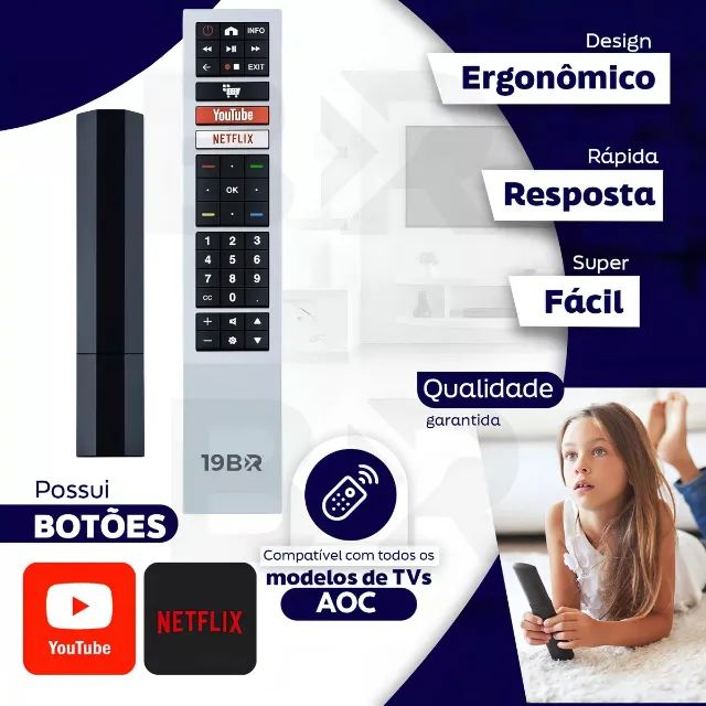 Controle Remoto Para Tv Aoc Smart Led 4k - Foto 4